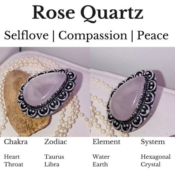 Rose Quartz Gemstone Handmade Halo Ring - Picture 6 of 10